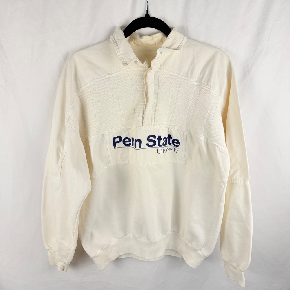 Vintage Penn State White Collard Sweater Sweatshirt Size Large College Preppy